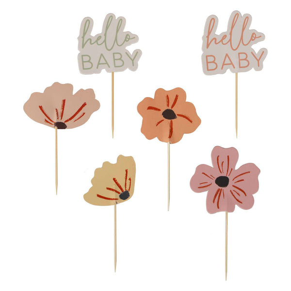 Blumen Babyparty Cupcake Topper