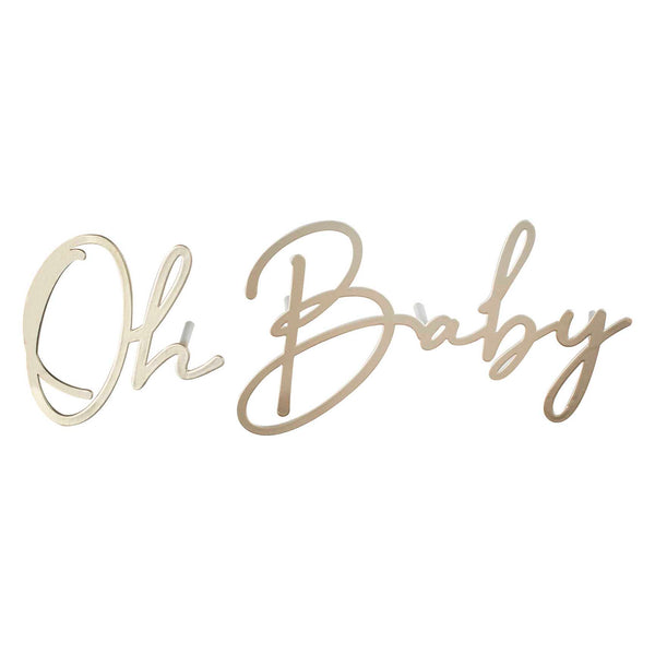 Oh Baby Gold Metall Babyparty Cake Topper