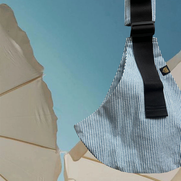 Wildride Kindertrage Helle Denim Streifen