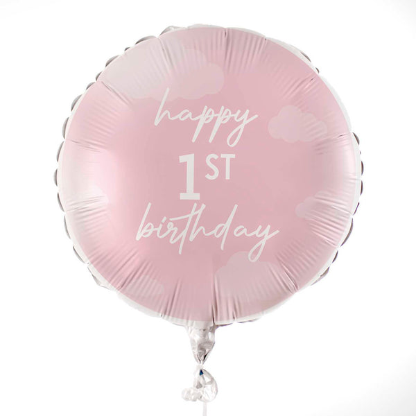 Rosa Happy 1st Birthday Luftballon