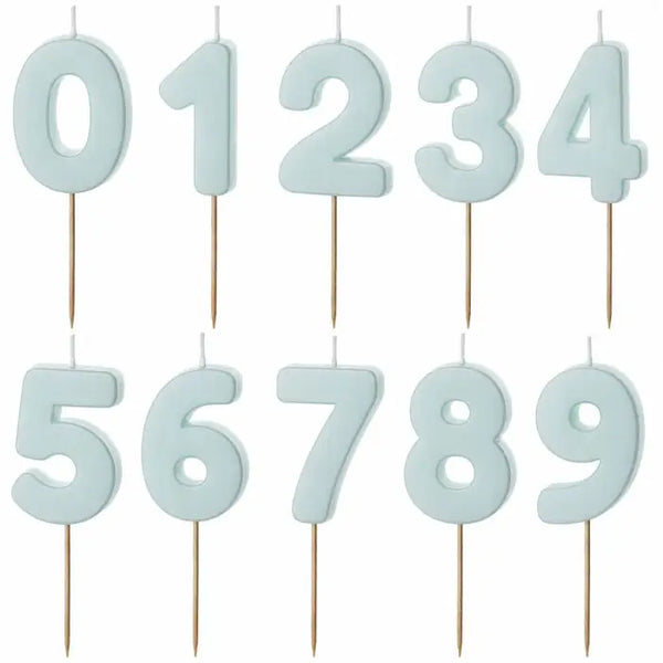 Geburtstagskerze Ziffer 0-9, hellblau, 5.5 cm