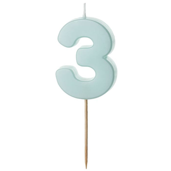 Geburtstagskerze Ziffer 0-9, hellblau, 5.5 cm