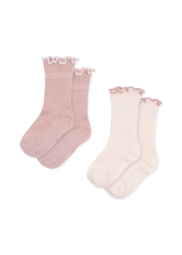 2 PACK RIB FRILL SOCKS