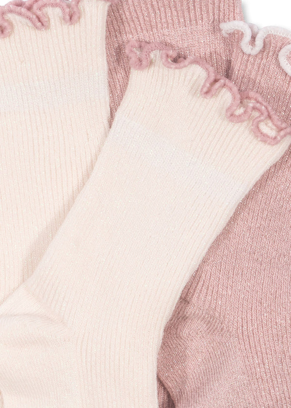 2 PACK RIB FRILL SOCKS