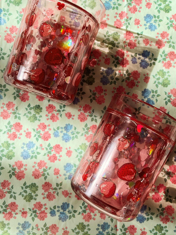 2 Pack Glitzerbecher Erdbeer