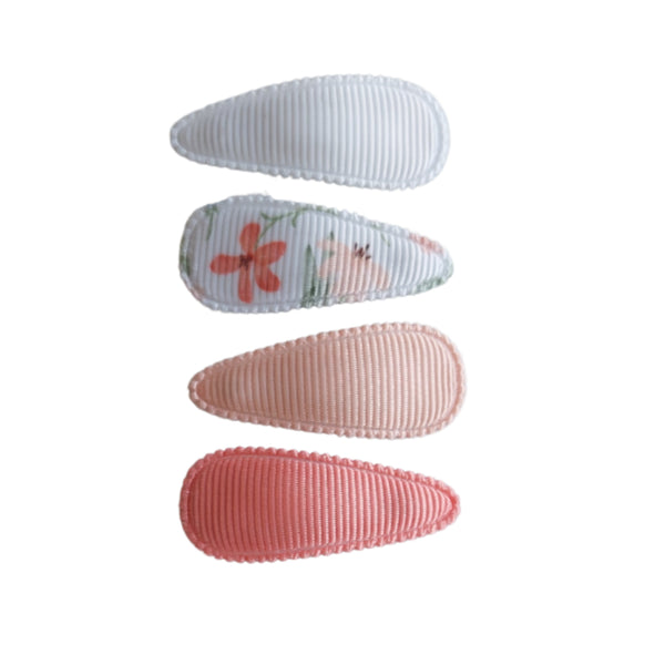 Baby-Klick-Klack-Haarspangen mit Stoff - coral bloom
