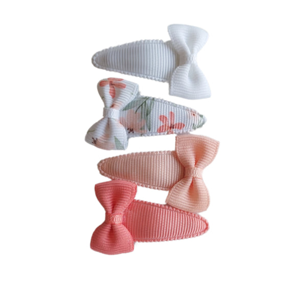 Baby-Klick-Klack-Haarspangen mit Schleife - coral bloom