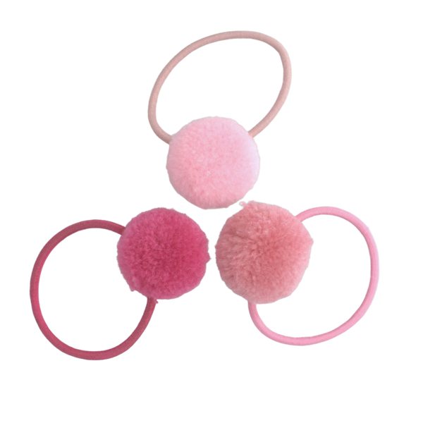 Basic Mini-Haargummis mit Pompons - candy