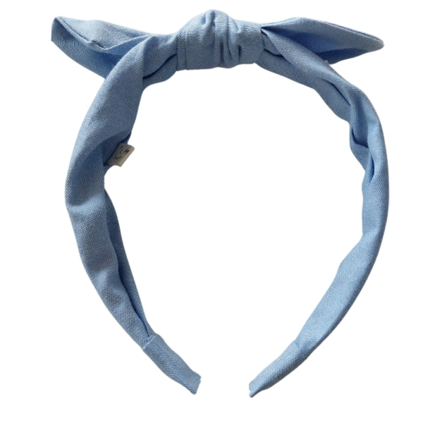 Haarreif aus Rippenjersey mit Schleife - denim