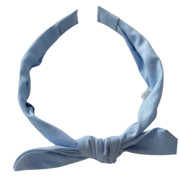 Haarreif aus Rippenjersey mit Schleife - denim