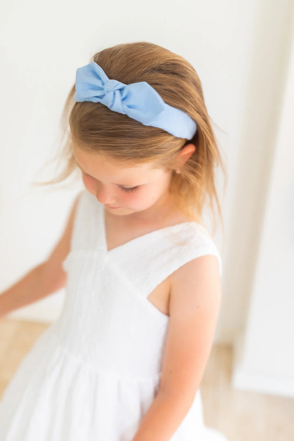Haarreif aus Rippenjersey mit Schleife - denim