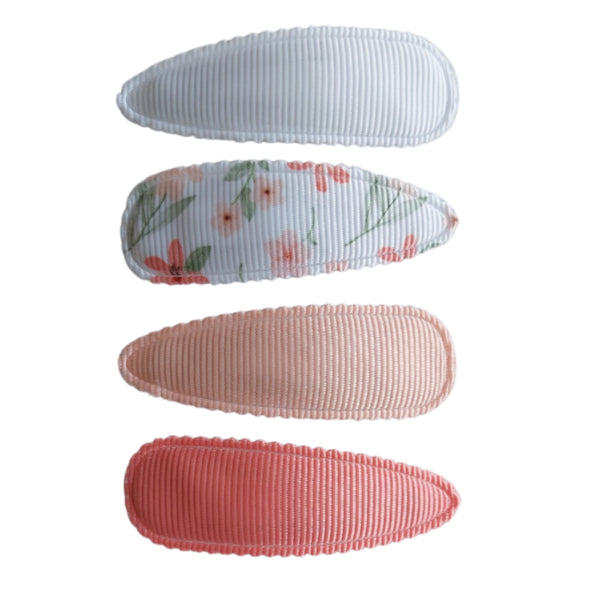 Klick-Klack-Haarspangen mit Stoff - coral bloom