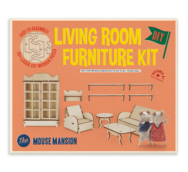 Kids DIY Dollhouse Furniture Kit - Living room (Scale 1:12)