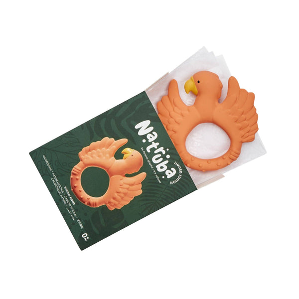 Natural rubber Teether Parrot - Orange